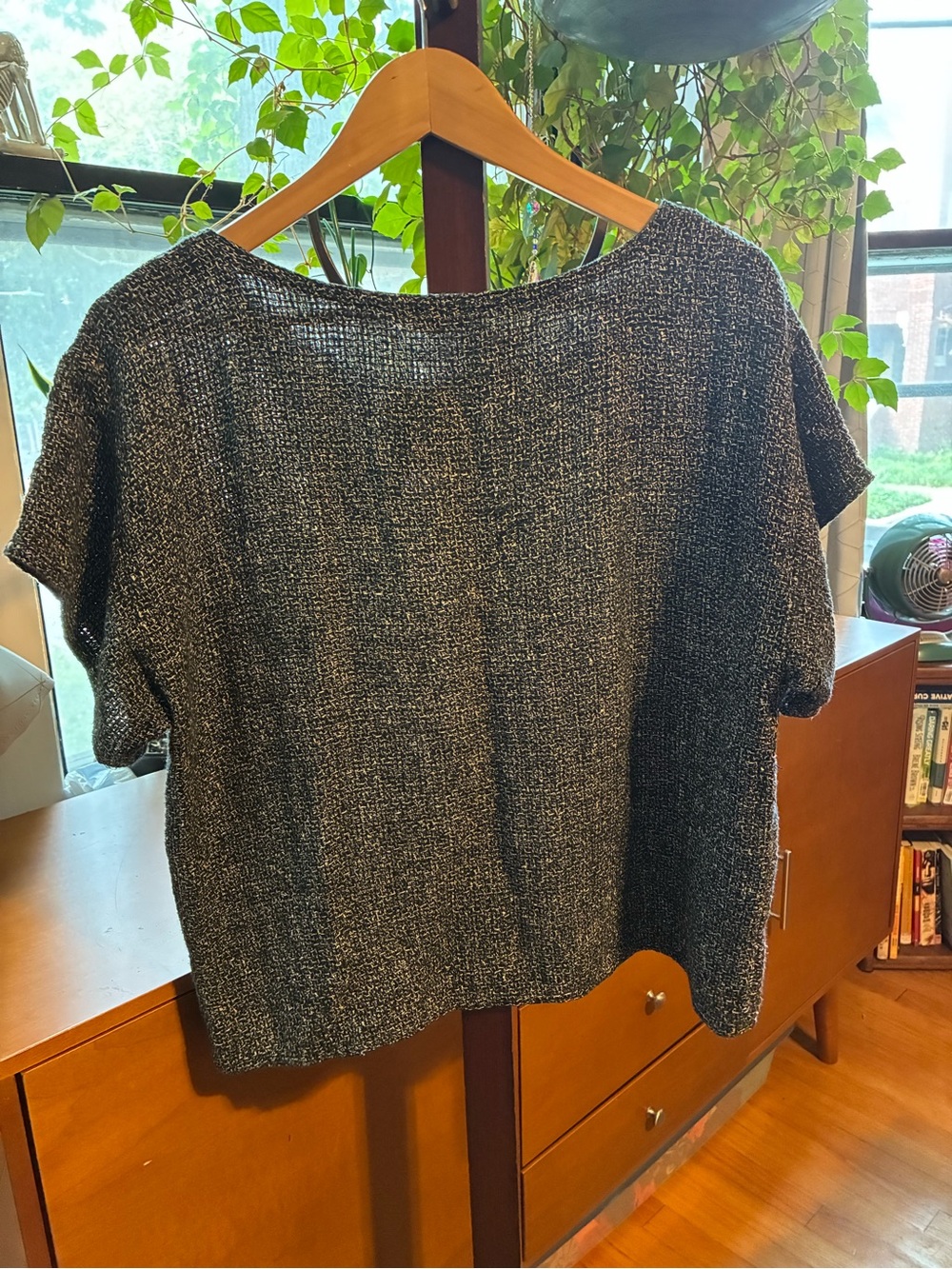 Vintage 80s Relaxed Boxy Crop Top in Charcoal